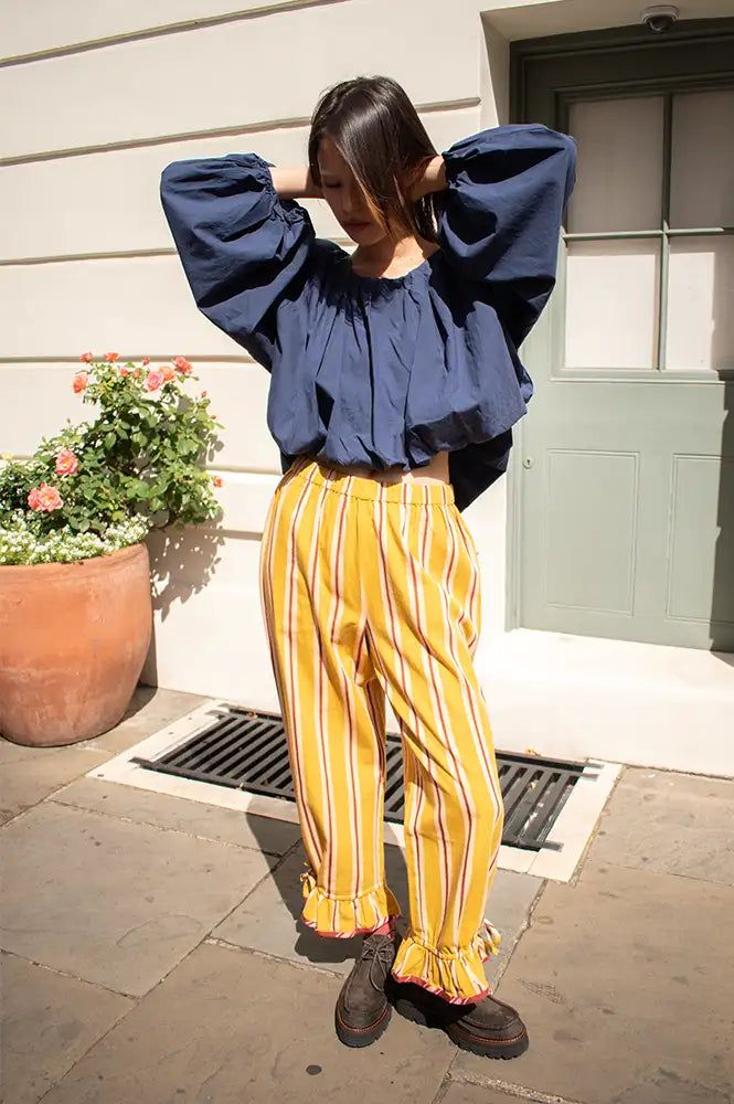 Mod Ref Jenna Navy Long Sleeve Bubble Top