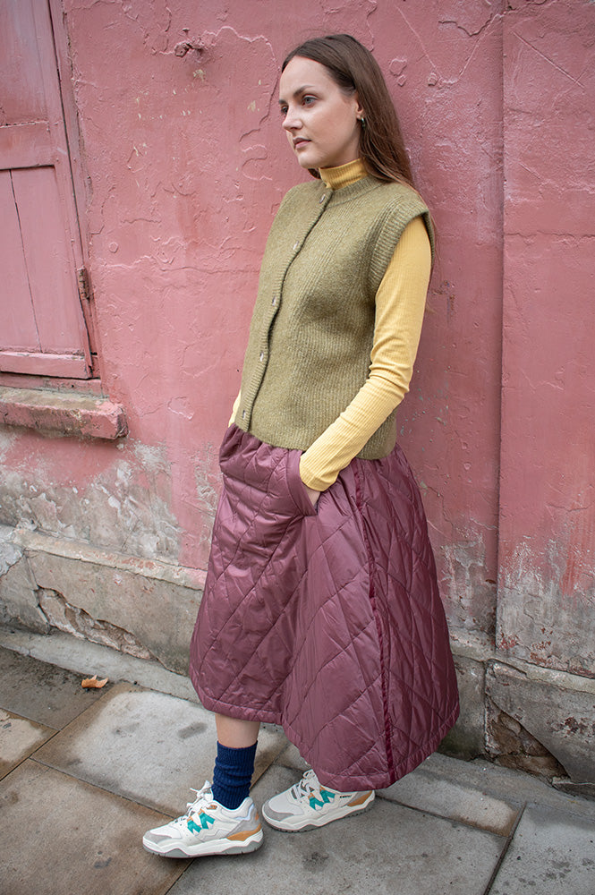 Atelier Rêve Silvi Olive Sleeveless Cardigan - The Mercantile London