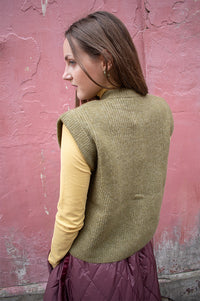 Atelier Rêve Silvi Olive Sleeveless Cardigan - The Mercantile London
