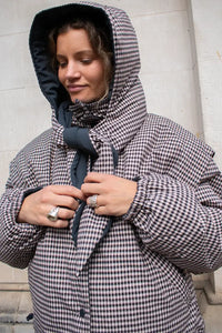 Object Timia Reversible Macadamia Check & Raven Puffer Jacket - The Mercantile London
