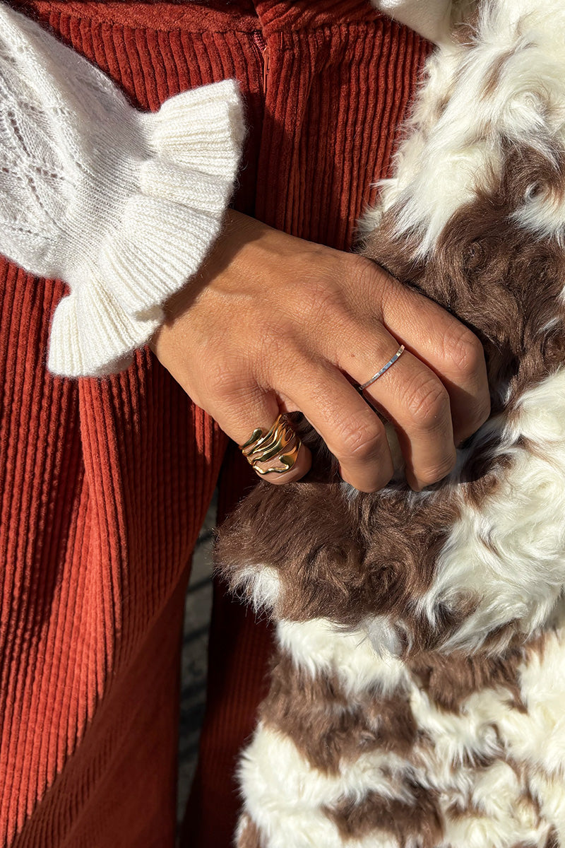 White Twisted Multi Band Ring in Gold - The Mercantile London