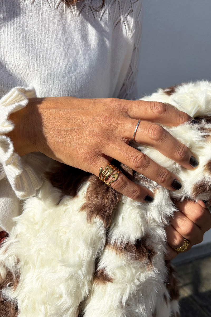 White Twisted Multi Band Ring in Gold - The Mercantile London