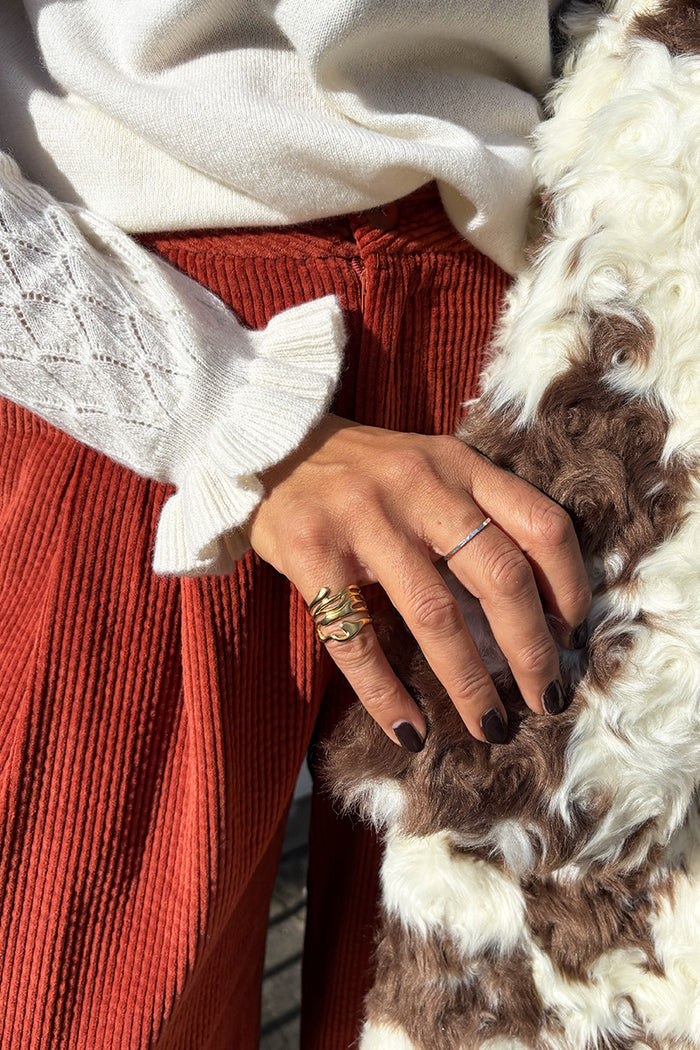 White Twisted Multi Band Ring in Gold - The Mercantile London