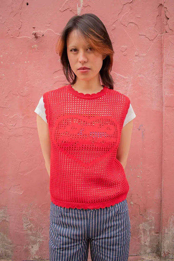 Rita Row Elise Red Heart Vest Top - The Mercantile London
