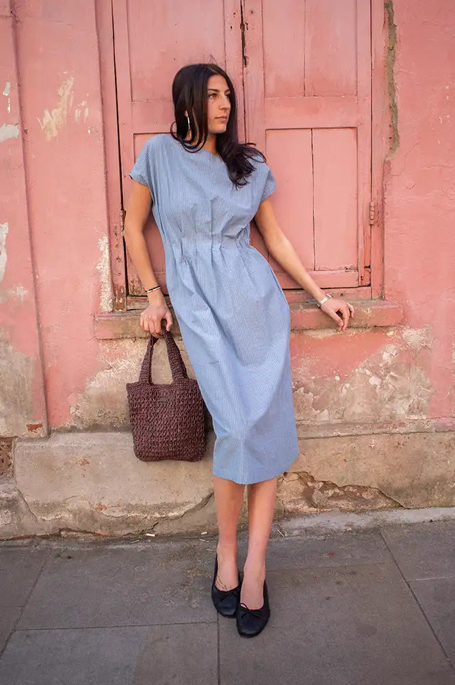 Rita Row Sybille Blue Stripes Dress - The Mercantile London