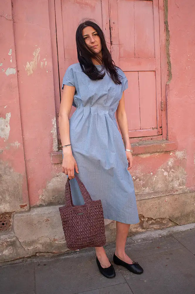 Rita Row Sybille Blue Stripes Dress - The Mercantile London