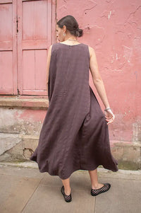 Rita Row Lovie Brown Asymmetric Gathered Dress - The Mercantile London