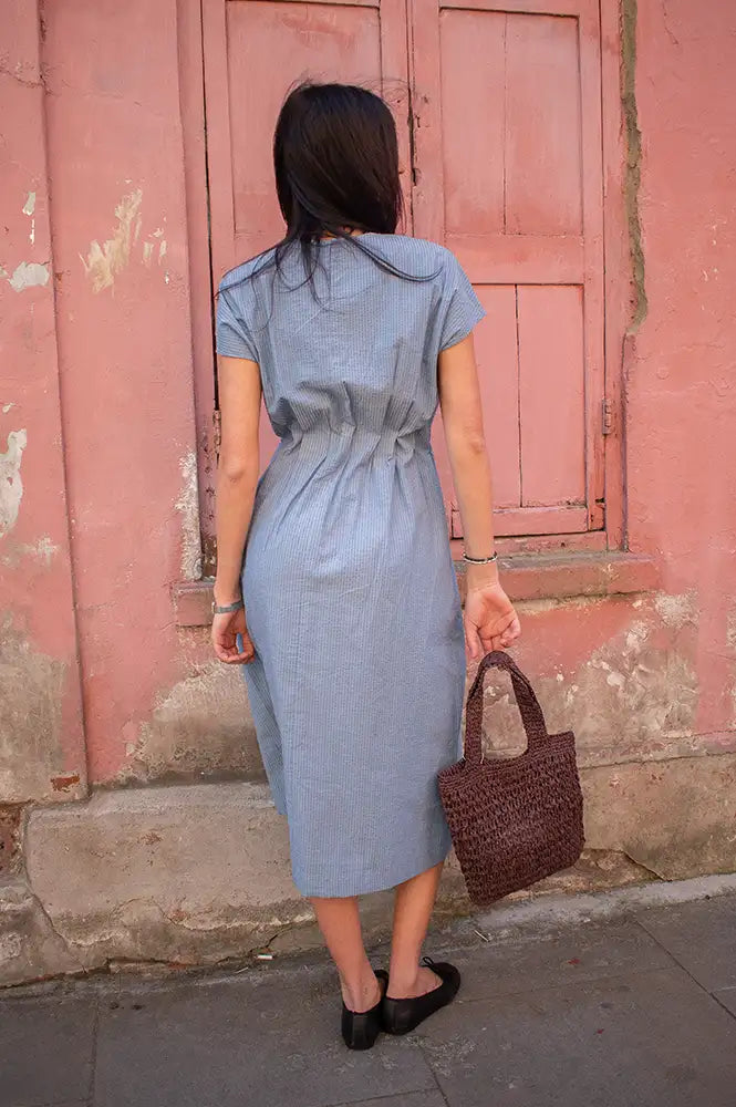 Rita Row Sybille Blue Stripes Dress - The Mercantile London