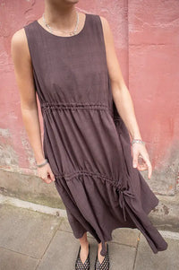Rita Row Lovie Brown Asymmetric Gathered Dress - The Mercantile London