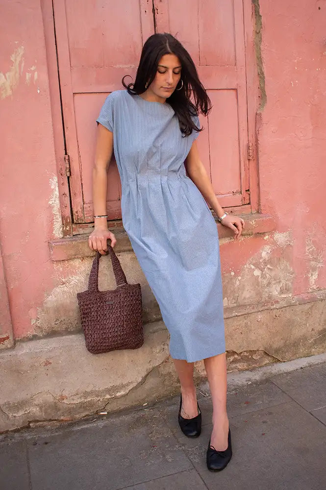 Rita Row Sybille Blue Stripes Dress - The Mercantile London