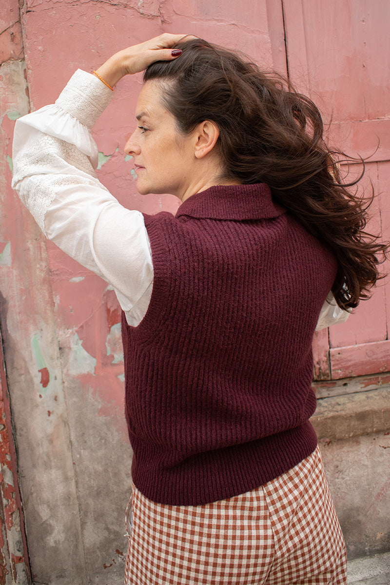 MBYM Ritika Fig Knit Sleeveless Vest - The Mercantile London