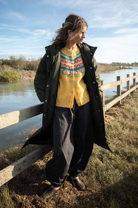 ICHI Enovi Rosin Green Long Puffer Jacket - The Mercantile London