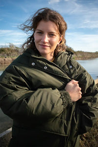 ICHI Enovi Rosin Green Long Puffer Jacket - The Mercantile London