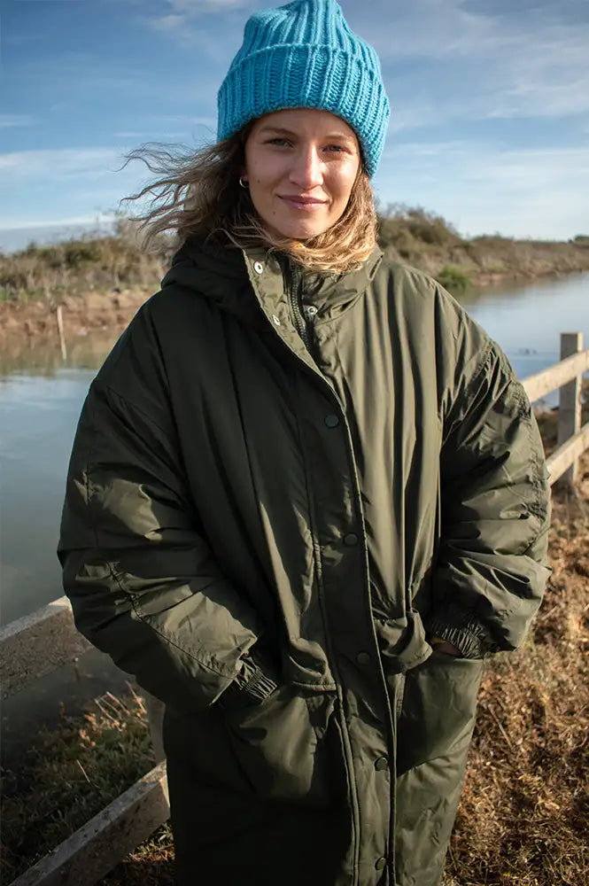 ICHI Enovi Rosin Green Long Puffer Jacket - The Mercantile London