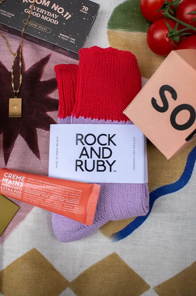 Rock + Ruby Wynona Red Lavendar Socks - The Mercantile London