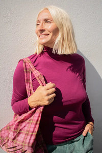 Nice Things Intense Aubergine Roll Neck Top