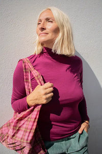 Nice Things Intense Aubergine Roll Neck Top