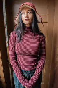 FRNCH Odori Bordeaux Stripe Top