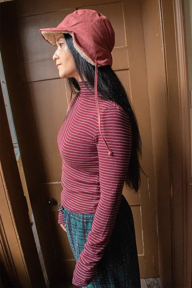 FRNCH Odori Bordeaux Stripe Top