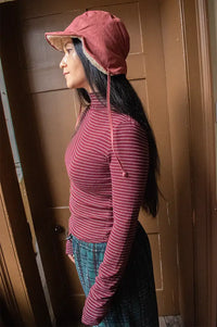 FRNCH Odori Bordeaux Stripe Top