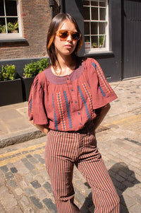 Habiba Romaina Burgundy Butterfly Blouse