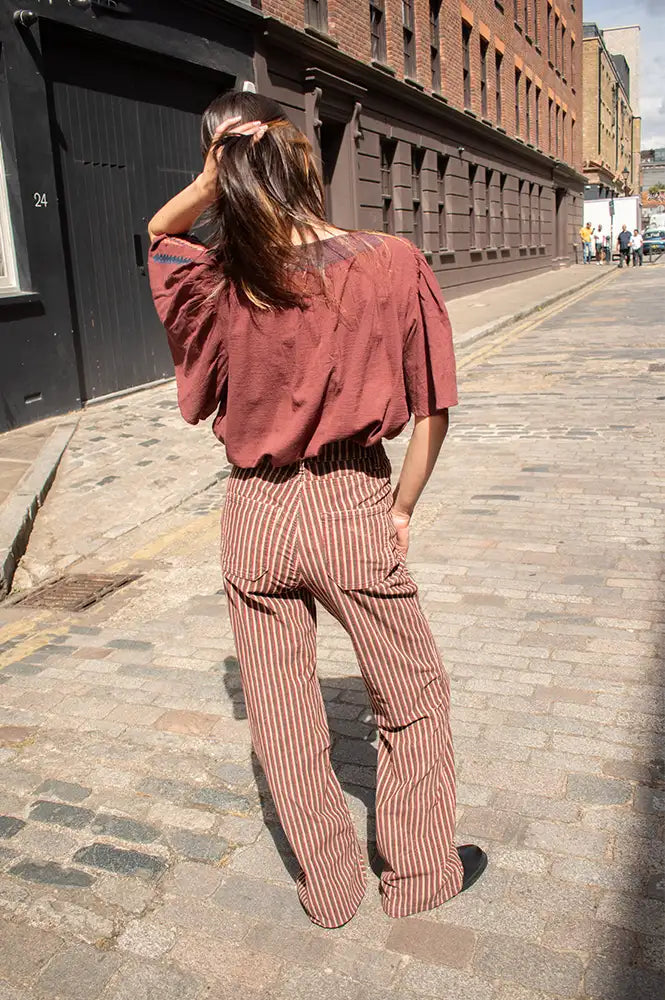 Habiba Romaina Burgundy Butterfly Blouse
