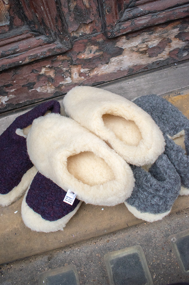 YOKO Wool Roma Natural Slippers - The Mercantile London