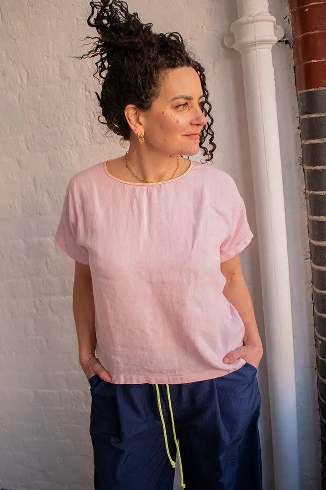 Dr Bloom Rosa Pink Linen T-Shirt - The Mercantile London