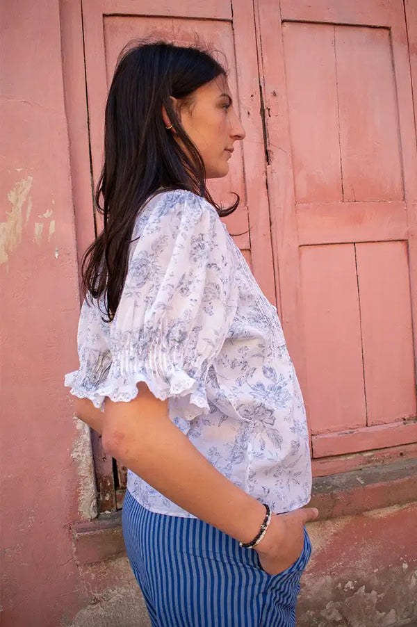 Chicosoleil Miro Old-Fashioned Rose Ruffle Blouse - The Mercantile London