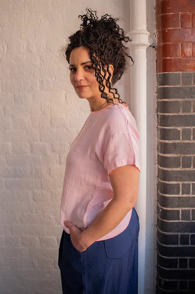Dr Bloom Rosa Pink Linen T-Shirt - The Mercantile London
