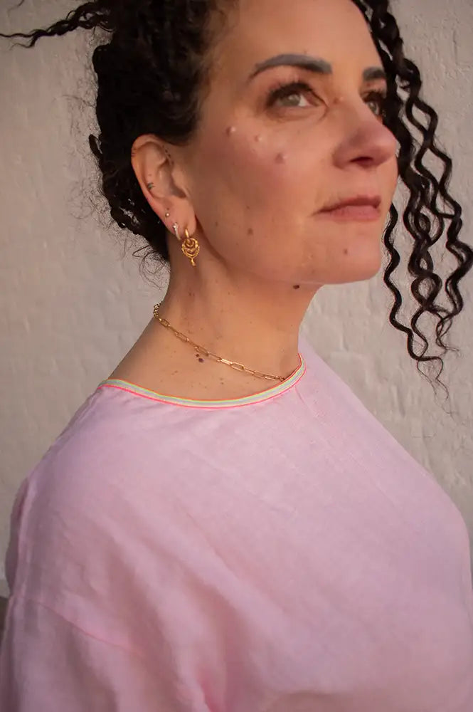 Dr Bloom Rosa Pink Linen T-Shirt - The Mercantile London