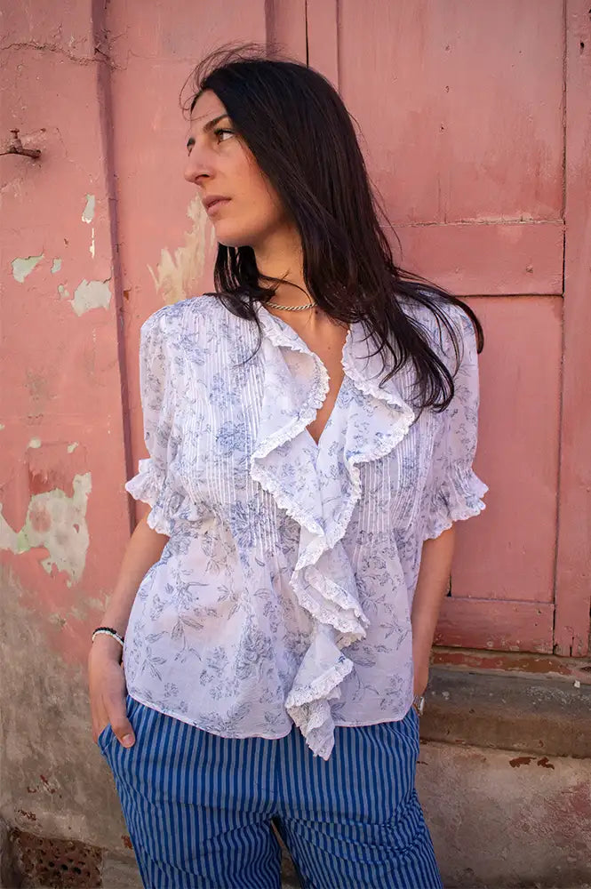 Chicosoleil Miro Old-Fashioned Rose Ruffle Blouse - The Mercantile London