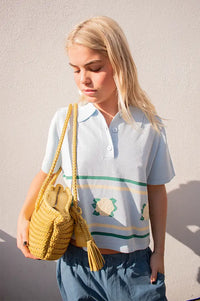 The Tiny Big Sister Roses Knit Polo Top - The Mercantile London