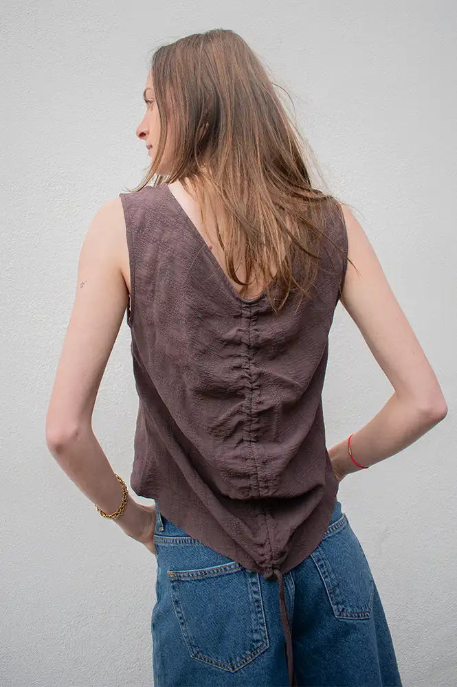 Rita Row Bisou Brown Reversible Ruched Top - The Mercantile London