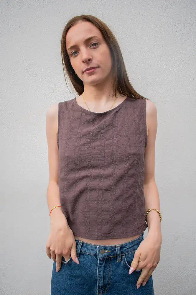 Rita Row Bisou Brown Reversible Ruched Top - The Mercantile London