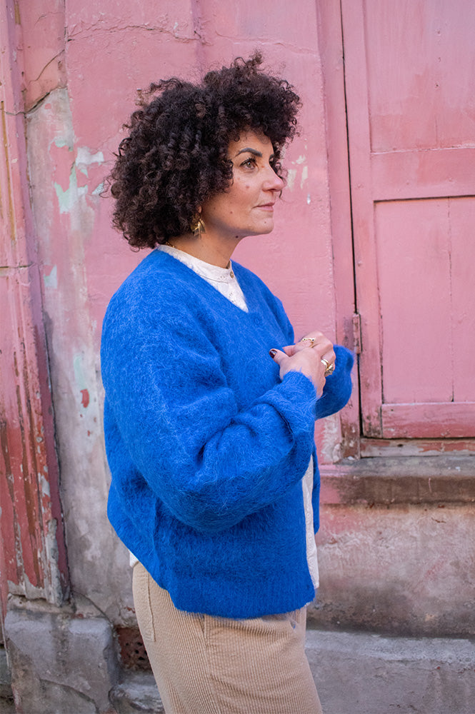 American Vintage Niby Royal Blue Marl Cardigan
