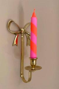 Florrie & Wren Neon Orange & Pink Stripe Hand Dipped Dinner Candles  - The Mercantile London