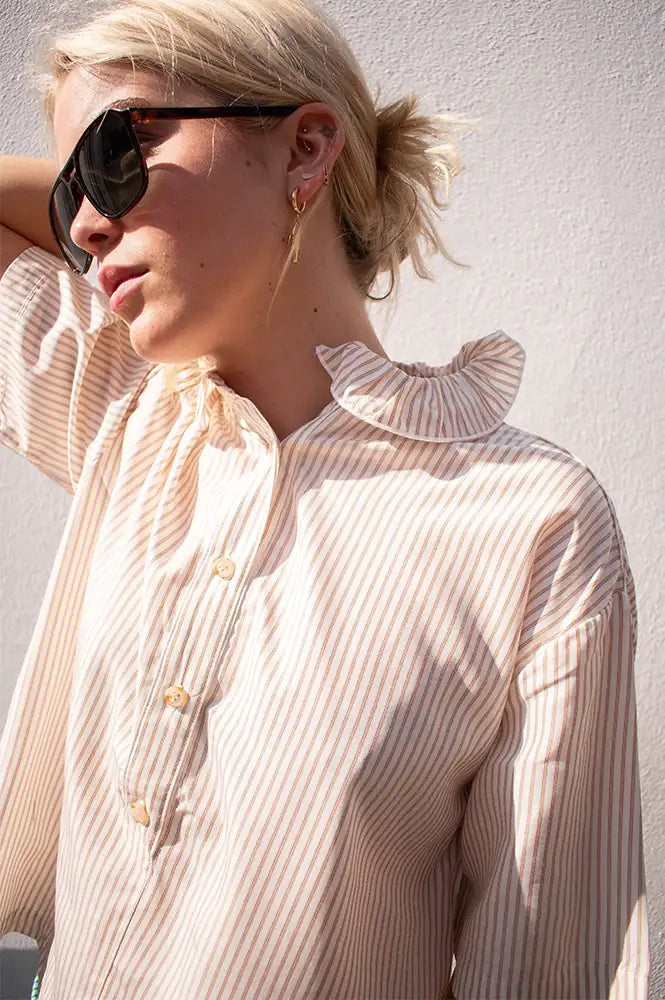 Hod Isabelle Caramel Stripe Blouse - The Mercantile London