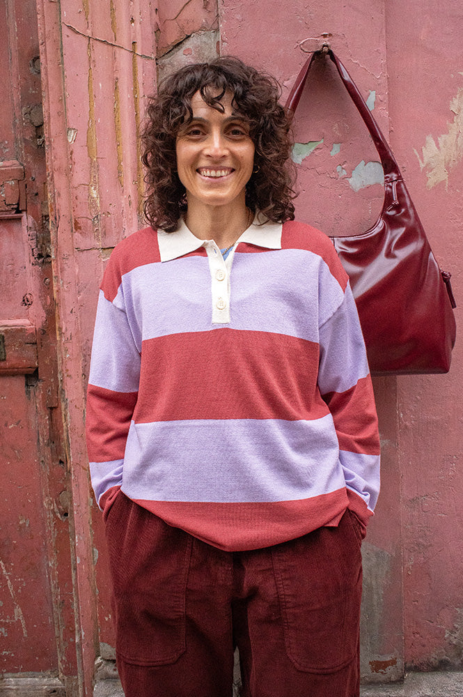 ICHI Boston Violet Rose Striped Pullover