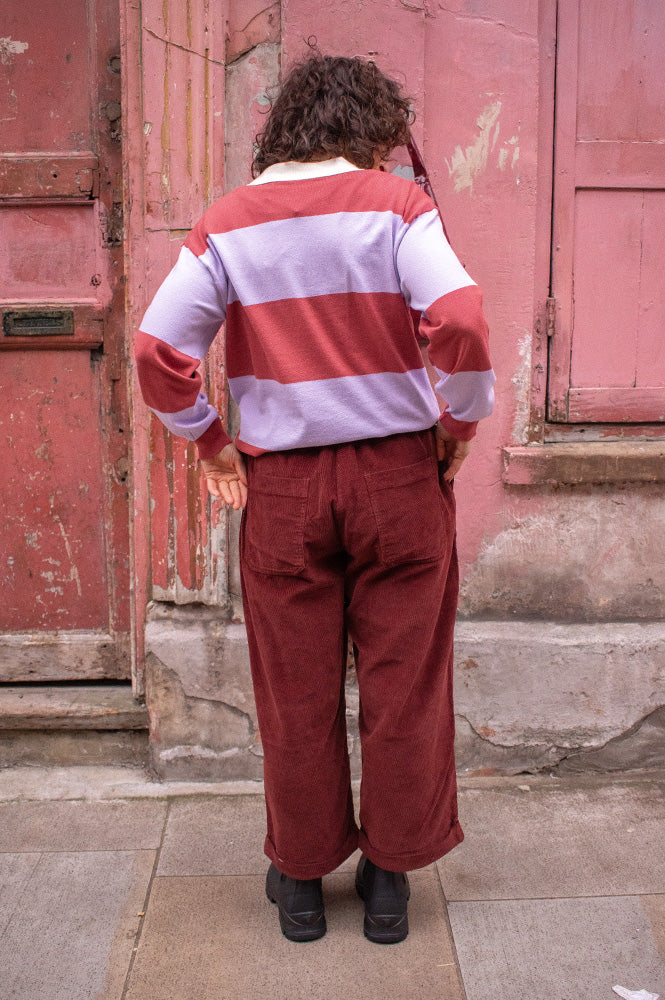 ICHI Boston Violet Rose Striped Pullover