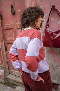 ICHI Boston Violet Rose Striped Pullover