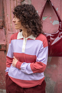 ICHI Boston Violet Rose Striped Pullover