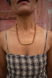 Arifah Studio Rust Brown Bandana & Bronze Necklace