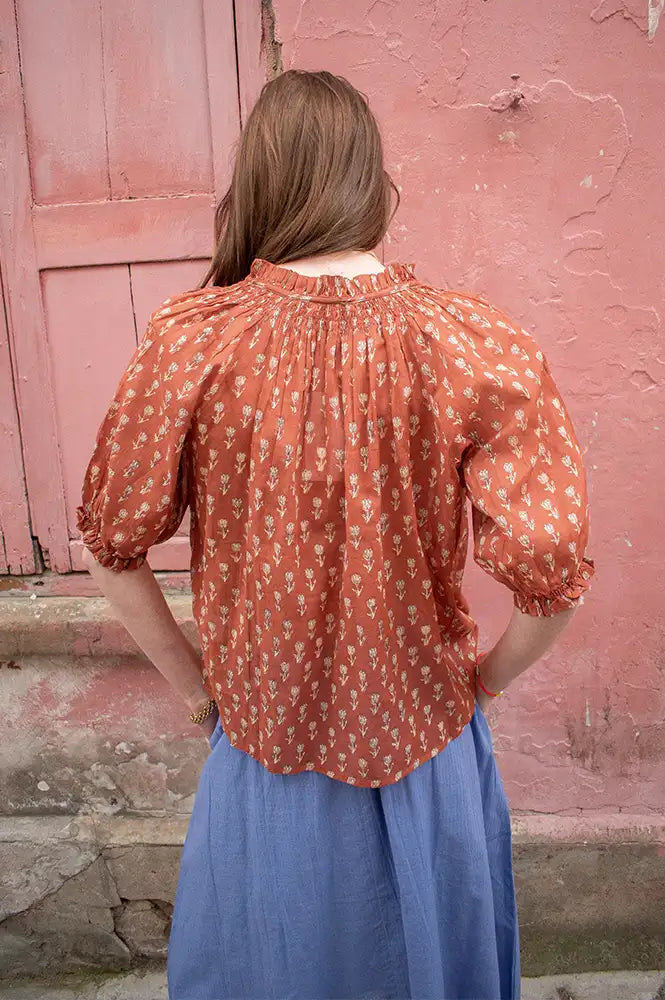 M.A.B.E Ari Rust Floral Blouse - The Mercantile London