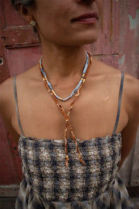 Arifah Studio Rust Brown Bandana & Bronze Necklace
