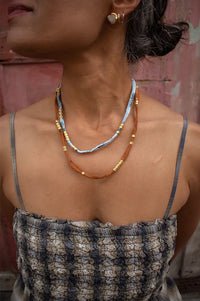 Arifah Studio Rust Brown Bandana & Bronze Necklace