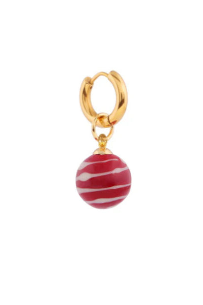 Sandralexandra Single Red Stripey Bola Earring - The Mercantile London