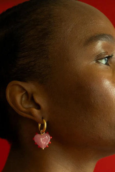 Sandralexandra Milagros Pink Heart & Red Dots Single Earring - The Mercantile London