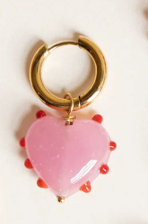 Sandralexandra Milagros Pink Heart & Red Dots Single Earring - The Mercantile London