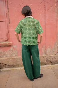 Sacrécoeur Flavia Guipure Shirt Vert - The Mercantile London